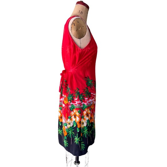 Cleopatra Multi-ColorTropical Parrot Floral Sleeveless Tie Back Dress Size M - Picture 6 of 7